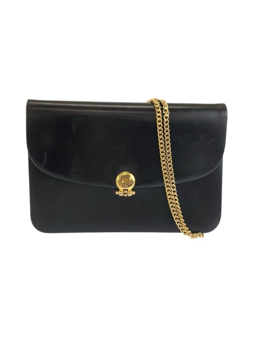 Dior Vintage Black Leather Chain Shoulder Bag